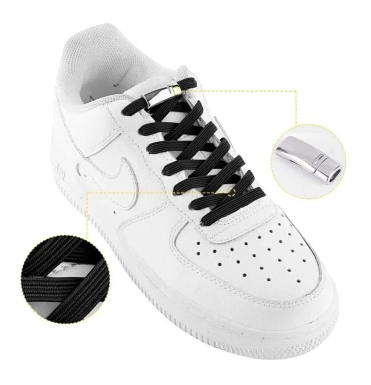 Mıknatıslı NİKEL KAPAMALI Elastik Yassı Bağcık 100 cm 1 Çift Siyah