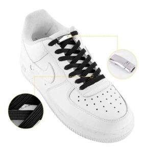 Mıknatıslı NİKEL KAPAMALI Elastik Yassı Bağcık 100 cm 1 Çift Siyah