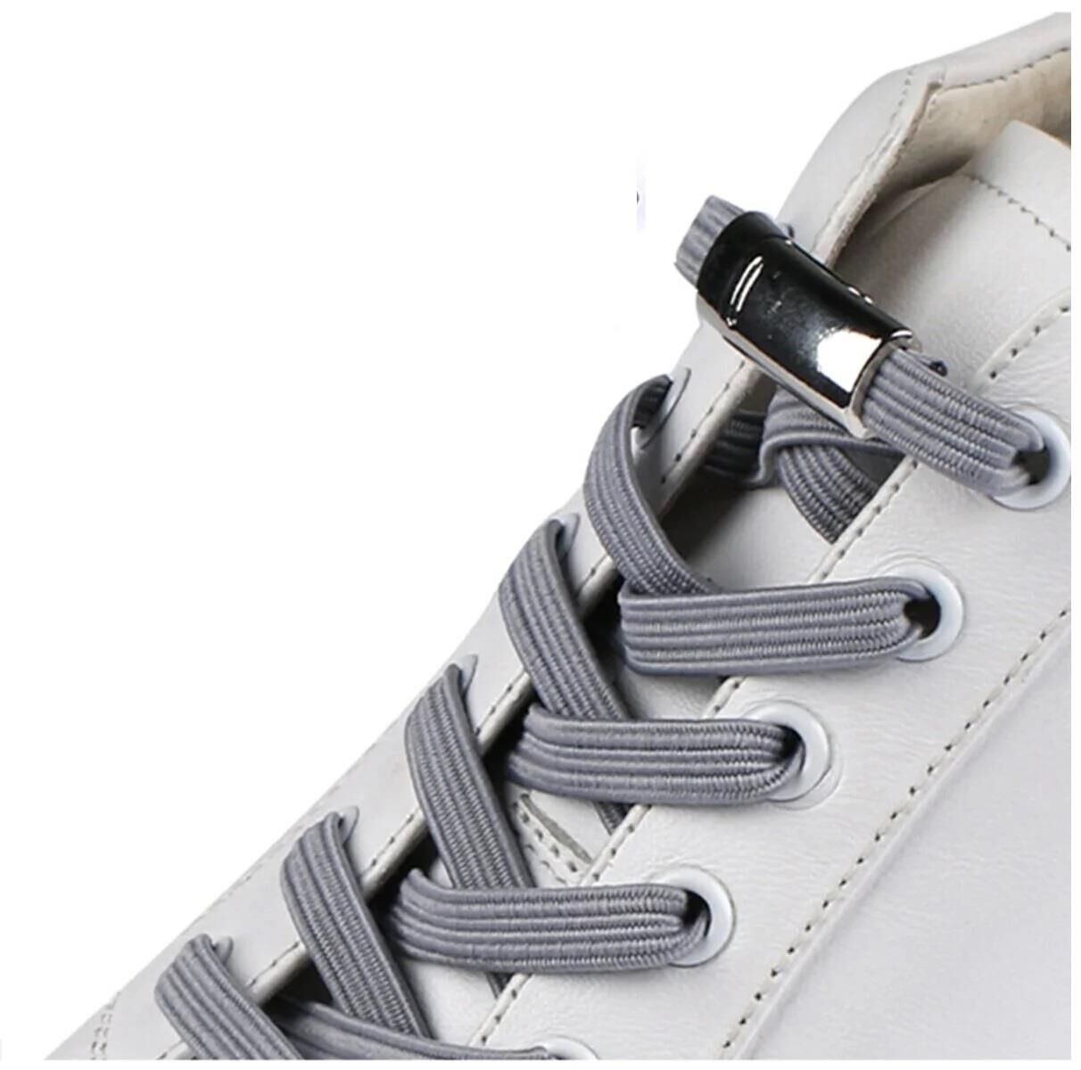 Mıknatıslı NİKEL KAPAMALI Elastik Yassı Bağcık 100 cm 1 Çift Gri