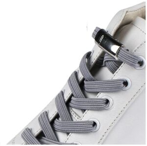 Mıknatıslı NİKEL KAPAMALI Elastik Yassı Bağcık 100 cm 1 Çift Gri