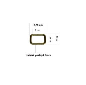 2 cm Kare Metal Halka, Çanta Sapı İçin Kare Halka 5 Adet Altın