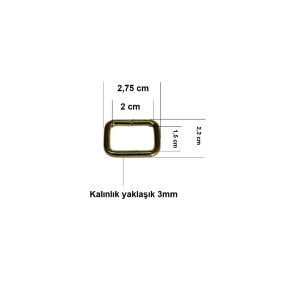 2 cm Kare Metal Halka, Çanta Sapı İçin Kare Halka 5 Adet Altın