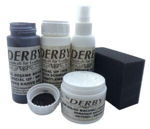 Derby Deri Direksiyon, Deri Döşeme Boyası 5 li Set Standart Renkler .Koyu Kahve