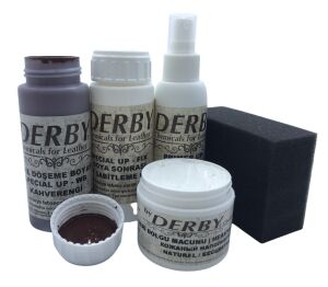 Derby Deri Direksiyon, Deri Döşeme Boyası 5 li Set Standart Renkler .Kahverengi