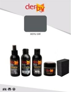 Derby Deri Direksiyon, Deri Döşeme Boyası 5 li Set Standart Renkler .Koyu Gri
